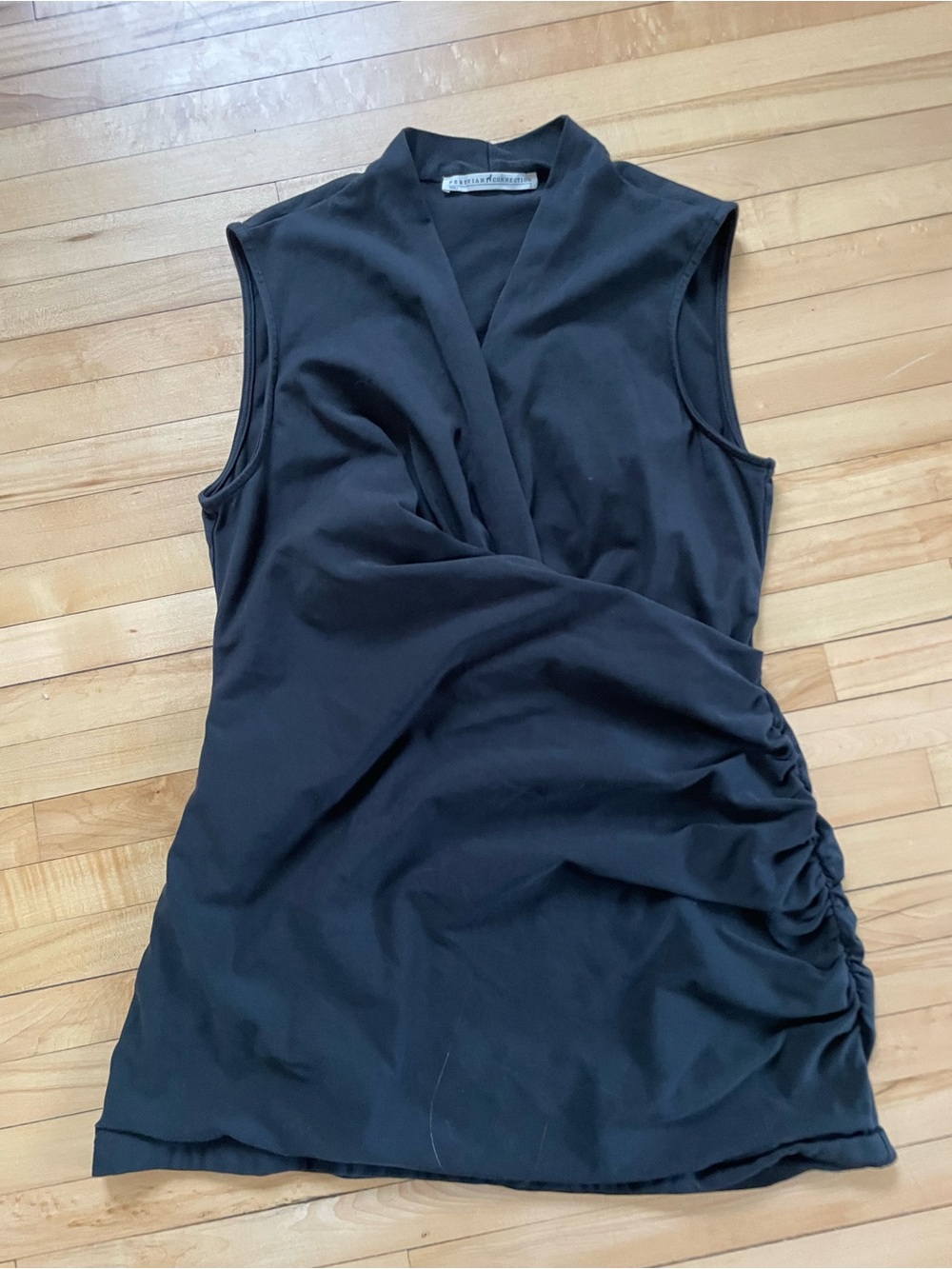 Peruvian Connection Black Sleeveless Draped Wrap Top